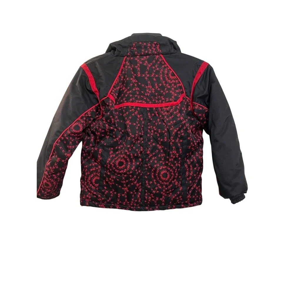 Kids‎ Spyder Ski Snow Jacket Black Red Spider Web Print Size 6